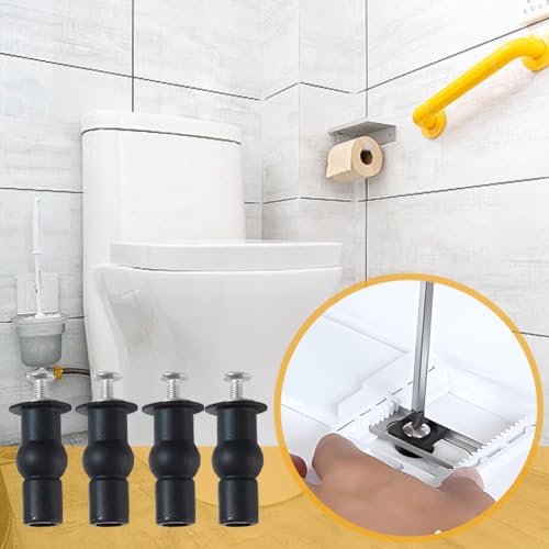 Toilet Seat Fixing Kit - 4pcs Rubber Bolt & Nut Set for Standard Toilets