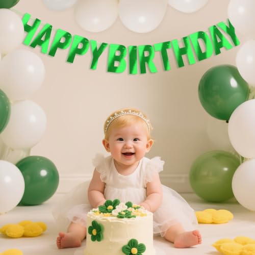 Shiny Green Happy Birthday Banner DIY Garland Wall Hanging Sign