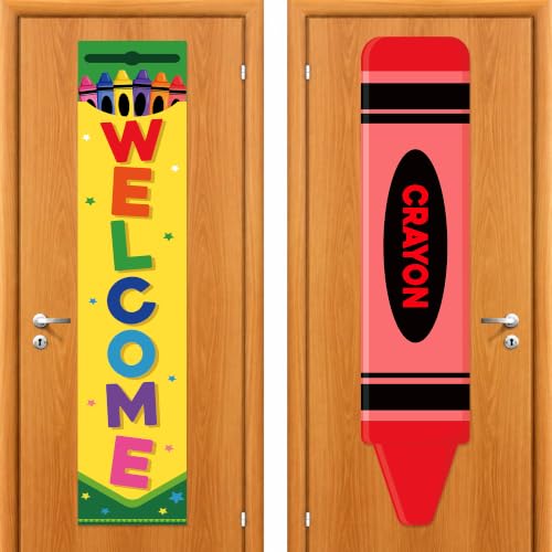 2 Pcs Crayon Classroom Door Window Cover - Back to School Decor