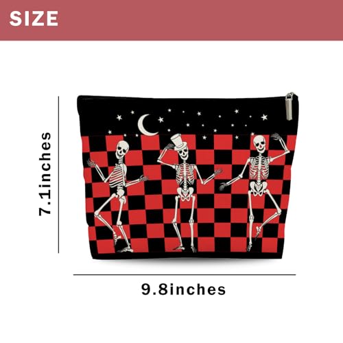 Gothic Skeleton Makeup Bag - Spooky Travel Toiletry Pouch for Women