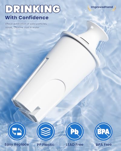 Improvedhand Water Filter Replacement for Pitchers & Dispensers - Pack of 6