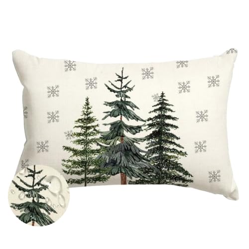 Christmas Outdoor Pillow Cover 12x20 Inch - Winter Snowflake Design