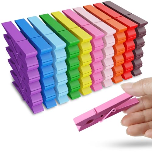 50PCS Colorful Wooden Clothespins - Mini Clips for Photos & Crafts