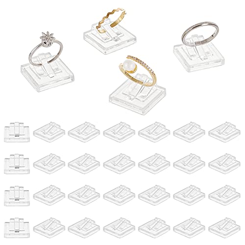 30pcs Clear Acrylic Square Ring Display Holders for Jewelry Showcase