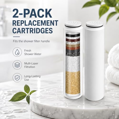ZATEIRL Replacement Shower Filter Cartridges for Cobbe Shower Heads, 2 Pack