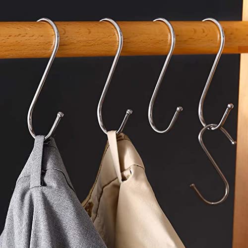 Lansonee 10-Piece Stainless Steel S-Shaped Hooks for Kitchen and Bathroom Storage, Large Size