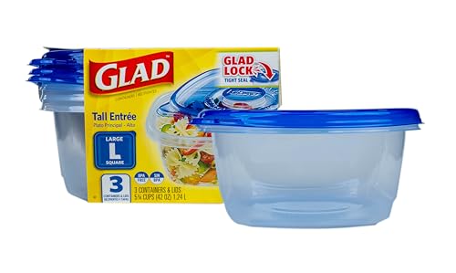 GladWare Tall Square Containers - 42 oz, 3 Count (Pack of 6)