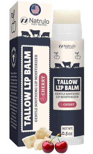Natrulo Beef Tallow Lip Balm - Grass Fed Tallow & Beeswax Cherry Chapstick