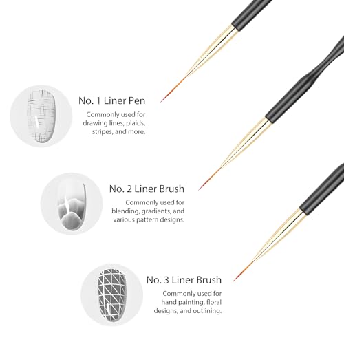 Kootinn Dual-End Nail Art Brush Set 6-Piece Nail Drawing Pens