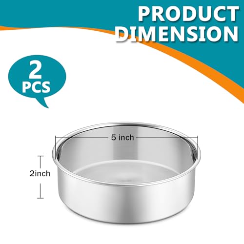 P&P CHEF 5 Inch Stainless Steel Cake Pan Set of 2 - Non-Toxic, Easy Clean & Leak-Proof