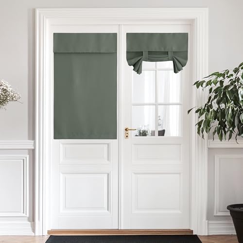 NICETOWN Dark Mallard Blackout French Door Curtains - 34"W x 48"L