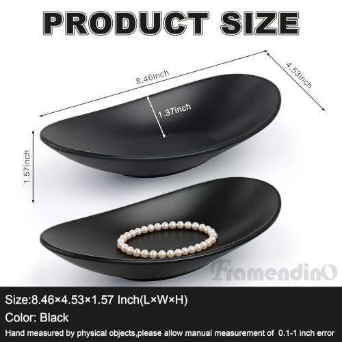 Framendino A5 Melamine Jewelry Dish Organizer - Black, 8.46" x 4.53"