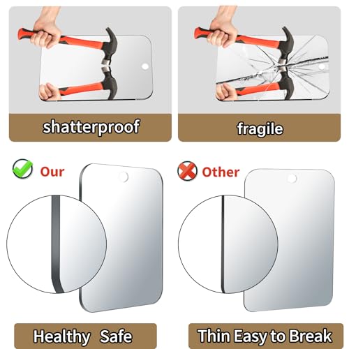 JKNEIWA 2-Pack 8x6 Inch Shatterproof Acrylic Mirror for Shaving and Travel
