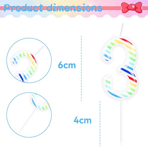Rainbow Stripes Number 1 Birthday Candle - 2.4 Inch Multicolor