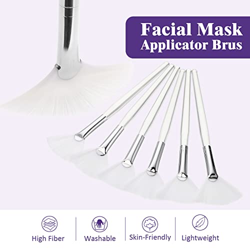 Maitys 6 Pack Fan Mask Brush - Soft Fiber Bristles for Facial Skincare