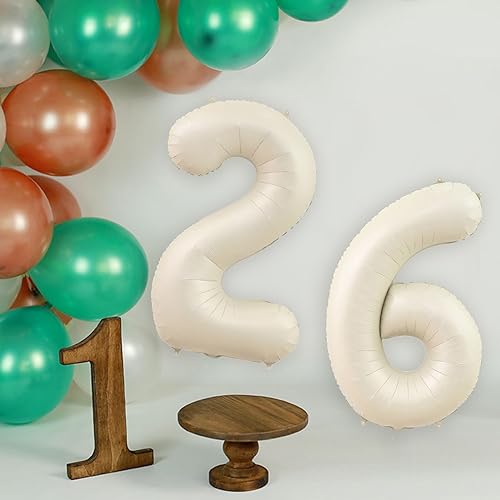 40 Inch Cream White Number 60 Foil Balloon for Birthday Party Decor