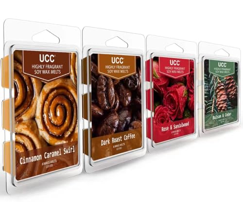 UCC Premium Soy Wax Melts 4-Pack - Balsam, Coffee, Cinnamon, Rose