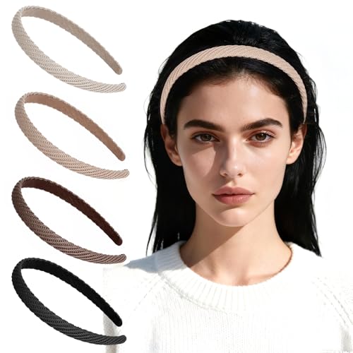 Yookat 4 Pack Thin Knitted Headbands for Women Non Slip Boho Hair Bands