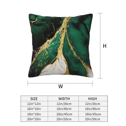 Emerald Green and Gold Marble Throw Pillow Covers 18x18 (Set of 2)