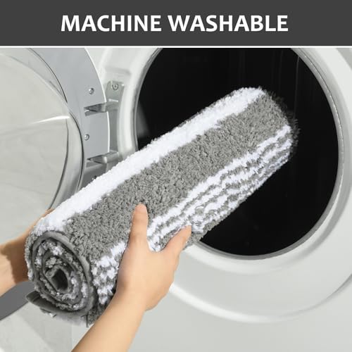 LOCHAS Non-Slip Long Bathroom Rug Runner 24" x 60" - Grey