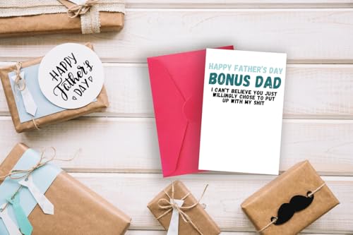 Funny Step Dad Father's Day Card - Humorous Bonus Dad Gift
