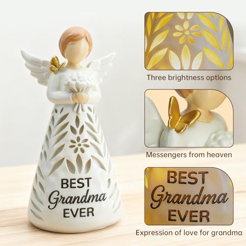 Best Grandma Ever Angel Figurine Light with Remote Control