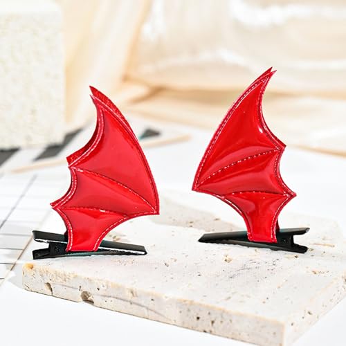 Soochat Red Bat Wing Hair Clips Devil Ears Halloween Hairpins