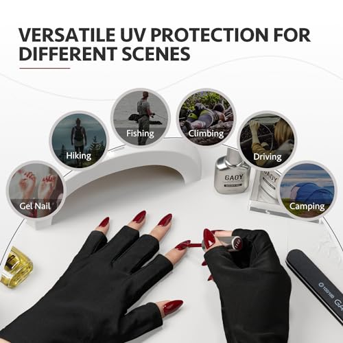 GAOY Anti UV Gloves for Gel Nail Lamp UPF50+ Fingerless Protection