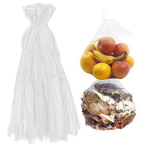 100Pcs 24'' White Mesh Produce Bags for Onions & Seafood