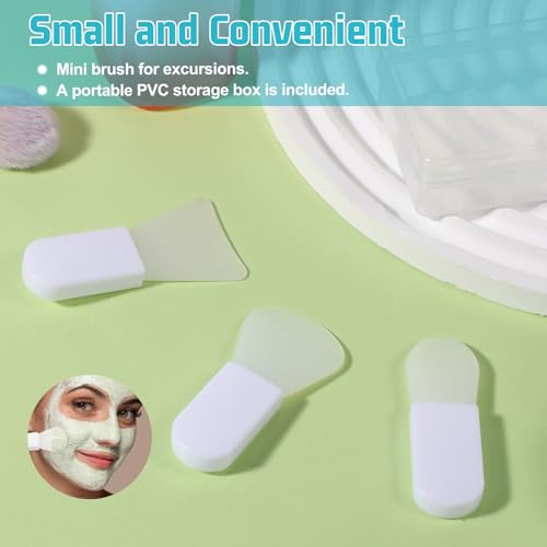 Xelsluthe 3 Pcs Silicone Face Mask Applicator Mini Spatula Brush Set