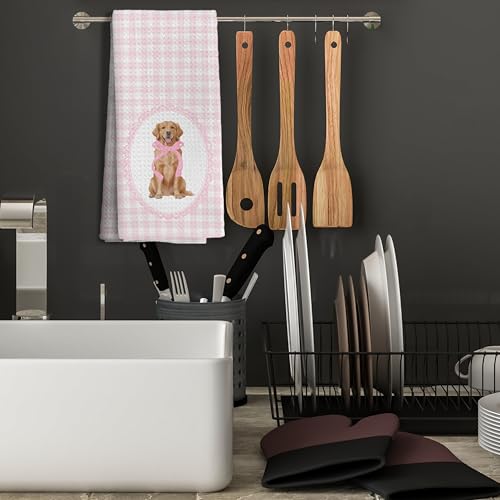 Coquette Pink Bow Golden Retriever Hand Towels - 16x24 Inches