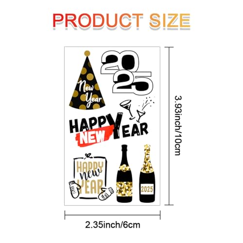 2025 New Years Eve Party Temporary Tattoos Supplies