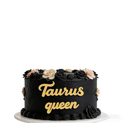 Taurus Queen Cake Topper - Gold Acrylic Zodiac Decoration