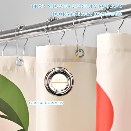 Beige Floral Cherry Shower Curtain 72" x 78" - Waterproof Polyester