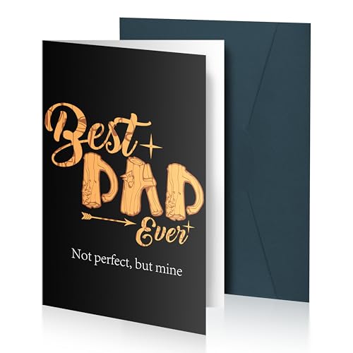 Black Father's Day Card with Wood Design - Best Dad Ever