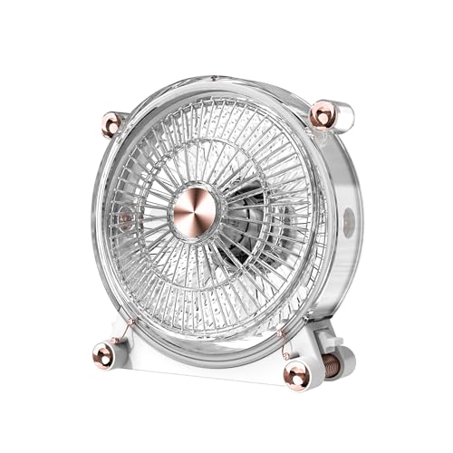 KIEROFIRT Portable Transparent Desktop Fan - Rechargeable, Quiet, 3 Speed