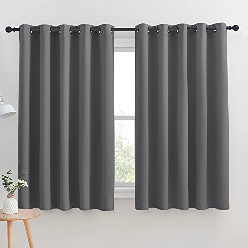 NICETOWN Grey Blackout Curtains - 70W x 63L Thermal Insulated Grommet Panels