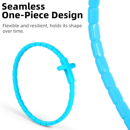 24Pcs Rubber Cross Bracelets - 24 Colors Silicone Stretch Wristbands