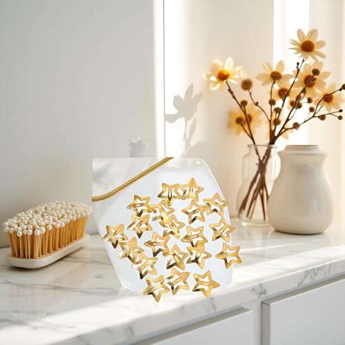 20-Piece Gold Star Metal Snap Hair Clips and Barrettes for Women