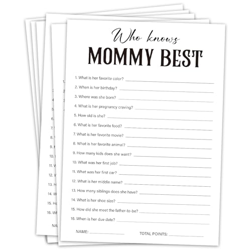 Guess Who Mommy or Daddy Baby Shower Game Cards - 30 Pack Minimalist