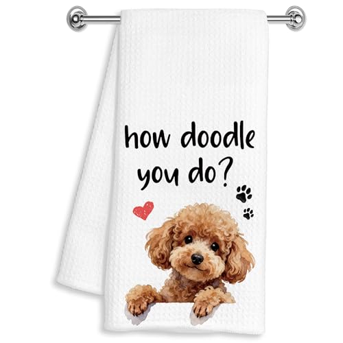 Dog-04 Funny Doodle Hand Kitchen Towel 16x24 Inches, Dog Mom Dad Gift