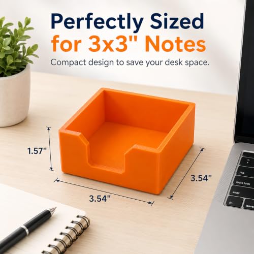 Orange 3D Printed Sticky Note Holder - Desktop Organizer for Memo Pads