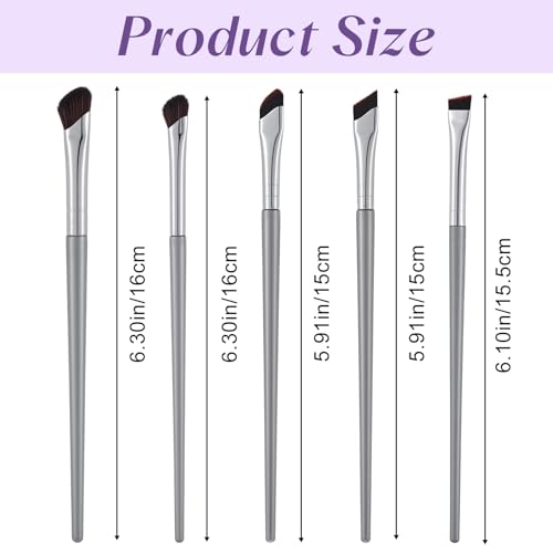 Sorcristy 5 Pack Angled Eyeliner and Eyebrow Brush Set for Precision Makeup