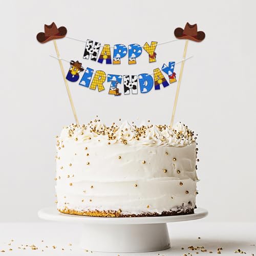 Handmade Cartoon Toy Birthday Cake Topper Banner - Colorful Pennant Garland