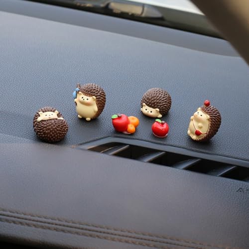 Kiofs 6-Piece Cute Hedgehog Figurines for Car Dashboard Decor