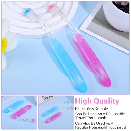 Portable Folding Toothbrush 2 Pack Soft Bristled Travel Kit