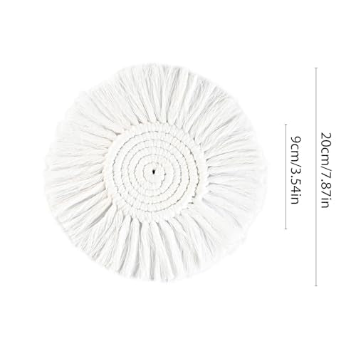 Handmade Boho Cotton Macrame Coasters with Tassels - 2 Pack