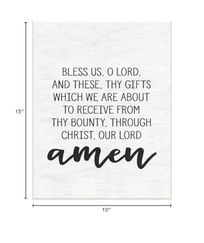 Stupell Industries Bless Us O Lord Before Meal Prayer Subtle Birch Typography Wall Plaque, 10 x 15, Design by Artist Lettered and Lined