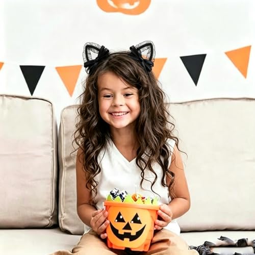 Black Lace Cat Ear Headband for Women Cosplay and Halloween
