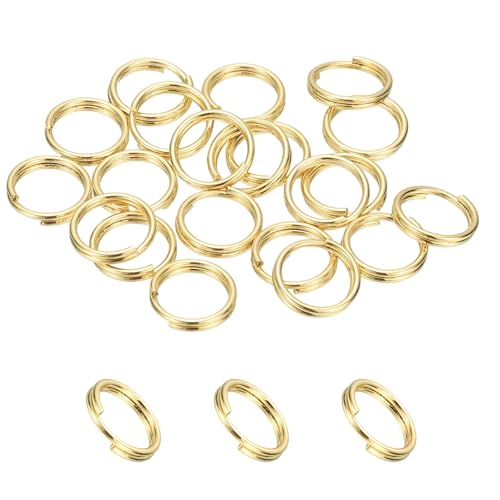 PATIKIL 8mm Gold Split Rings 20 Pcs Double Loop Stainless Steel Key Rings for Jewelry Making and DIY Crafts